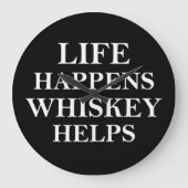 Whiskey hilft witzige Redewendungen Große Wanduhr (Vorderseite)