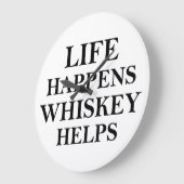 Whiskey hilft witzige Redewendungen Große Wanduhr (Winkel)
