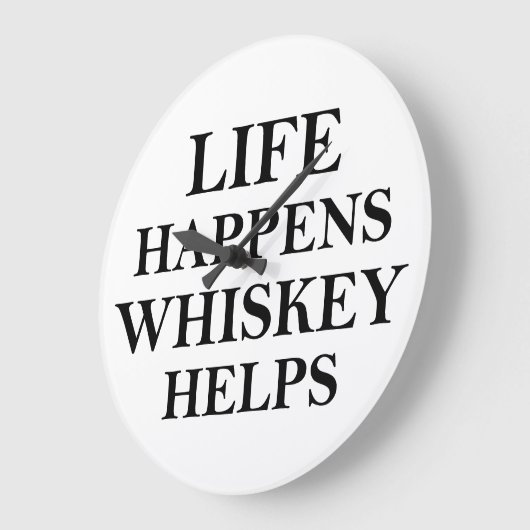 Whiskey hilft witzige Redewendungen Große Wanduhr (Winkel)