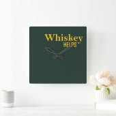 Whiskey hilft witzige Redewendungen Whisky Zitate Quadratische Wanduhr (Zuhause)