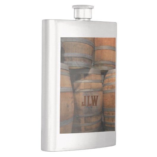 Whiskey-Holzfass Kegs Mit Monogramm Flachmann (Rechts)