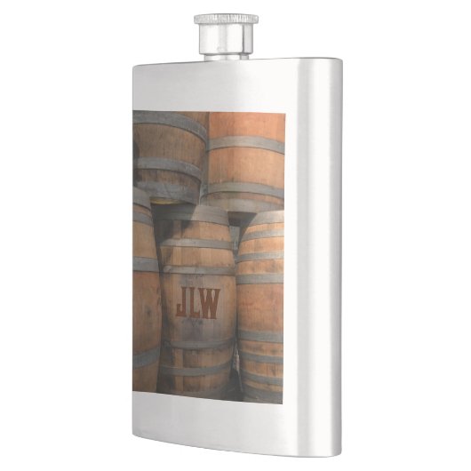 Whiskey-Holzfass Kegs Mit Monogramm Flachmann (Links)