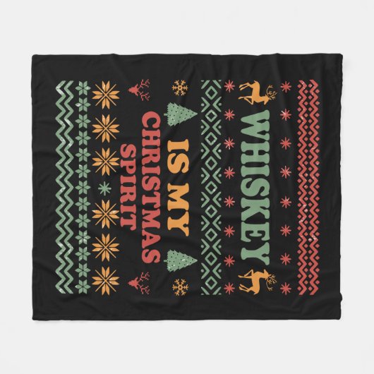 Whiskey ist mein Weihnachtsgeist lustig hässlicher Fleecedecke (Vorderseite (Horizontal))