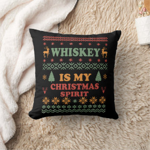 Whiskey ist mein Weihnachtsgeist lustig hässlicher Kissen