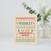 Whiskey ist mein Weihnachtsgeist lustig hässlicher Postkarte (Stehend Vorderseite)
