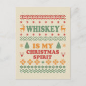 Whiskey ist mein Weihnachtsgeist lustig hässlicher Postkarte (Vorderseite)
