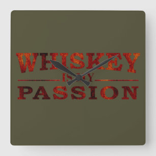 Whiskey ist meine Leidenschaft für lustige alkohol Quadratische Wanduhr