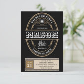 Whiskey Label Bachelor Party Bachelor Weekend Einladung (Stehend Vorderseite)