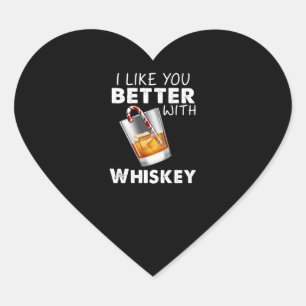Whiskey Lover   Ich mag dich lieber mit Whiskey Herz-Aufkleber