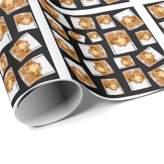 Whiskey-Muster Geschenkpapier (Rolleneckpunkt)
