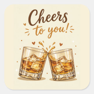 Whiskey On The Rocks Geburtstag Quadratischer Aufkleber