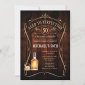 Whiskey Perfektion Rustikale Dunkle Holzoptik 50. Einladung (Vorderseite)