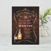 Whiskey Perfektion Rustikale Dunkle Holzoptik 50. Einladung (Stehend Vorderseite)