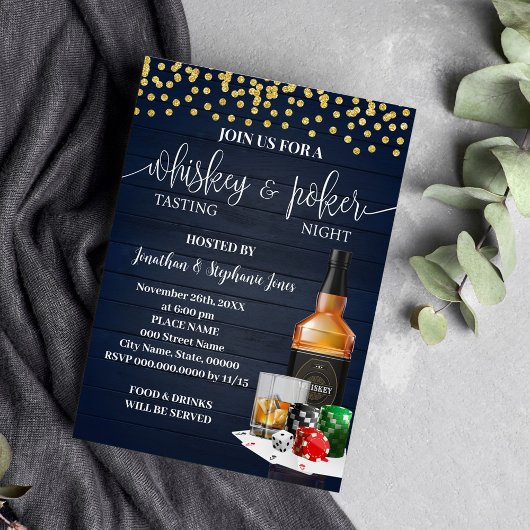 Whiskey & Poker Night Party Drinks Nachtausflug Einladung