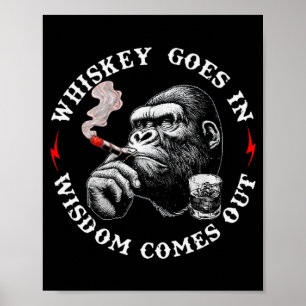 Whiskey Rein Wisdom Raus Lustiger Affe (auf Poster