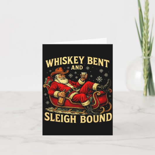 Whiskey Sleigh Bound Cowboy Santa Christmas Karte (Vorderseite)
