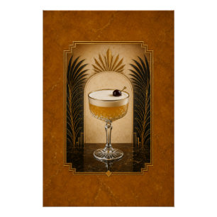 Whiskey Sour Art Deco Poster   Bar Kunst