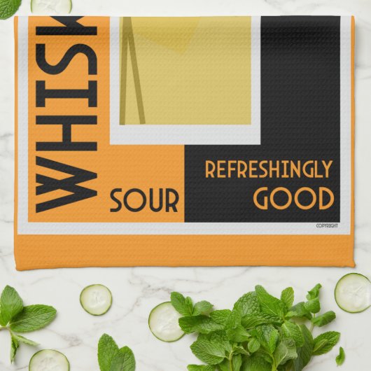 Whiskey Sour Cocktail Geschirrtuch (Gefaltet)