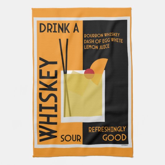 Whiskey Sour Cocktail Geschirrtuch (Vertikal)