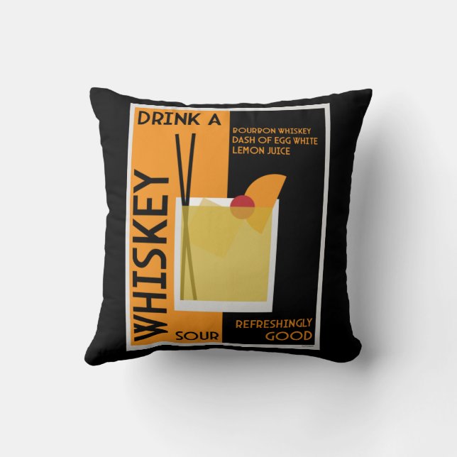 Whiskey Sour Cocktail Kissen (Rückseite)