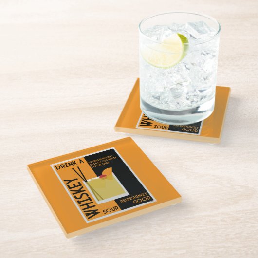 Whiskey Sour Cocktail Napkin Glasuntersetzer (Schrägansicht)