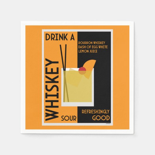 Whiskey Sour Cocktail Napkin Serviette (Vorderseite)