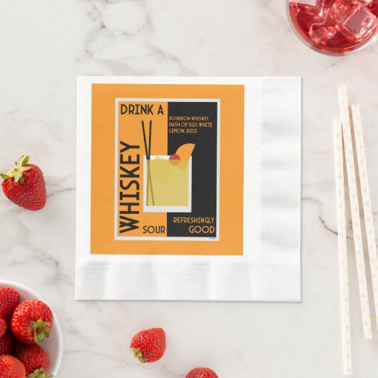 Whiskey Sour Cocktail Napkin Serviette (Beispiel)
