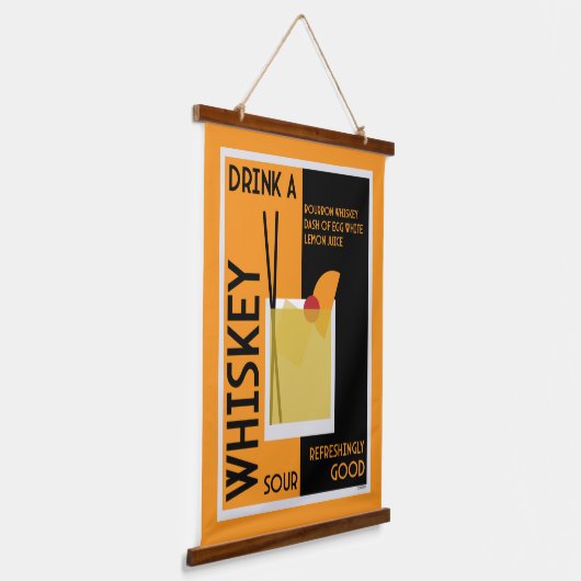 Whiskey Sour Cocktail Napkin Wandteppich Mit Holzrahmen (Gewinkelt)