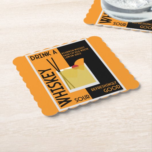 Whiskey Sour Cocktail Papier Untersetzer (angewinkelt)