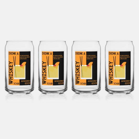 Whiskey Sour Cocktail Papier Untersetzer Dosenglas (Vorderseite)