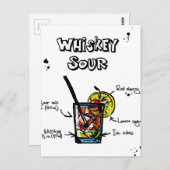 Whiskey Sour Cocktail Rezept Postkarte (Vorne/Hinten)