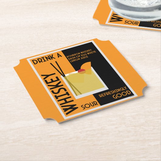 Whiskey Sour Cocktail Untersetzer (angewinkelt)