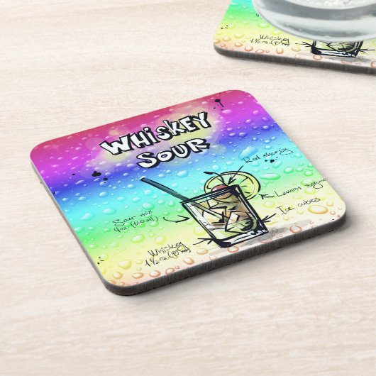 Whiskey Sour Drink Rezept Untersetzer (Linke Seite)