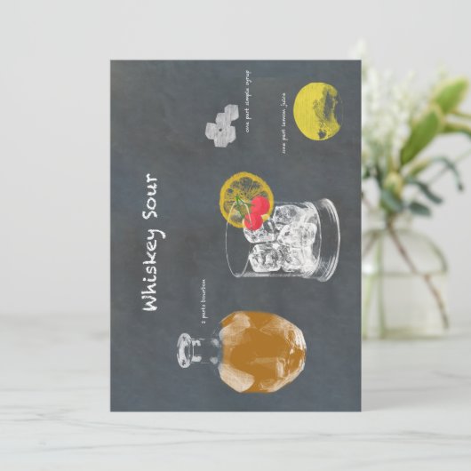 Whiskey Sour Einladung (Stehend Vorderseite)