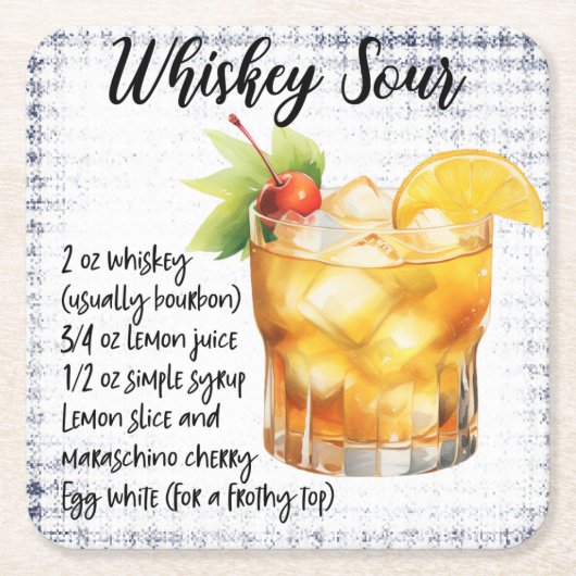 Whiskey Sour Rechteckiger Pappuntersetzer (Vorderseite)