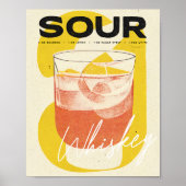 Whiskey Sour Retro Cocktail Poster Gelbe Kunst (Vorne)