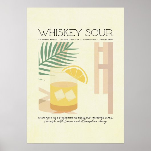 Whiskey Sour Rezept Minimalistische Pastell Poster (Vorne)