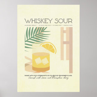 Whiskey Sour Rezept Minimalistisches Pastell Poster