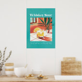 Whiskey Sour Tropic Turquoise Retro Poster (Küche)