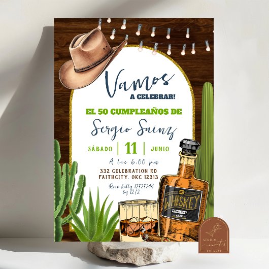 Whiskey Spanish Cowboy Birthday Invitation Einladung