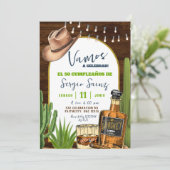Whiskey Spanish Cowboy Birthday Invitation Einladung (Stehend Vorderseite)