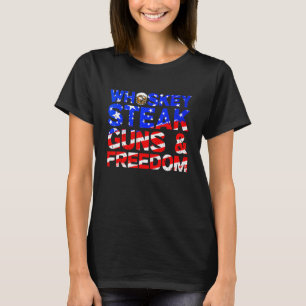 Whiskey Steak Guns and Freedro Retro US Flag 4. O T-Shirt