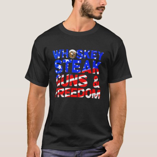 Whiskey Steak Guns and Freedro Retro US Flag 4. O T-Shirt (Vorderseite)