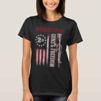 Whiskey Steak Waffen Freiheit Vintage US-Flagge Da T-Shirt