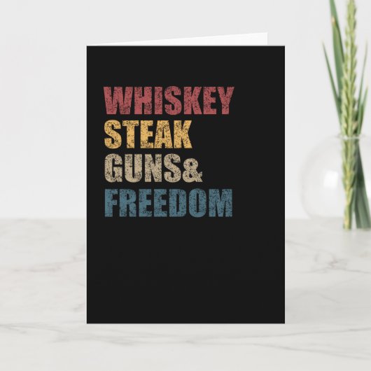 Whiskey Steaks Guns and Freedom USA Flag Karte (Vorderseite)