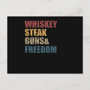 Whiskey Steaks Guns and Freedom USA Flag Postkarte