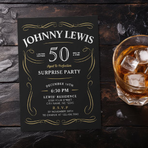 Whiskey-Themen-Überraschung zum 50. Geburtstag für Einladung