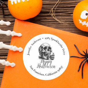 Whiskey Totenkopf Vintage Halloween Rücksendeadres Runder Aufkleber