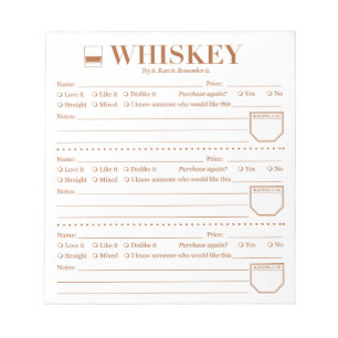 Whiskey Tracker, Whiskey Lover Drink Rating Sheet Notizblock