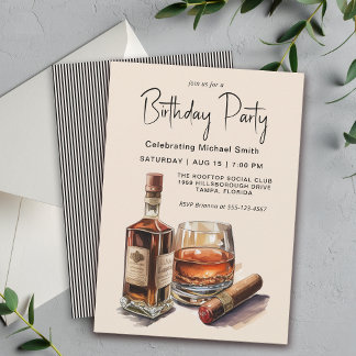 Whiskey und Cigars Masculine Geburtstagsparty Einladung